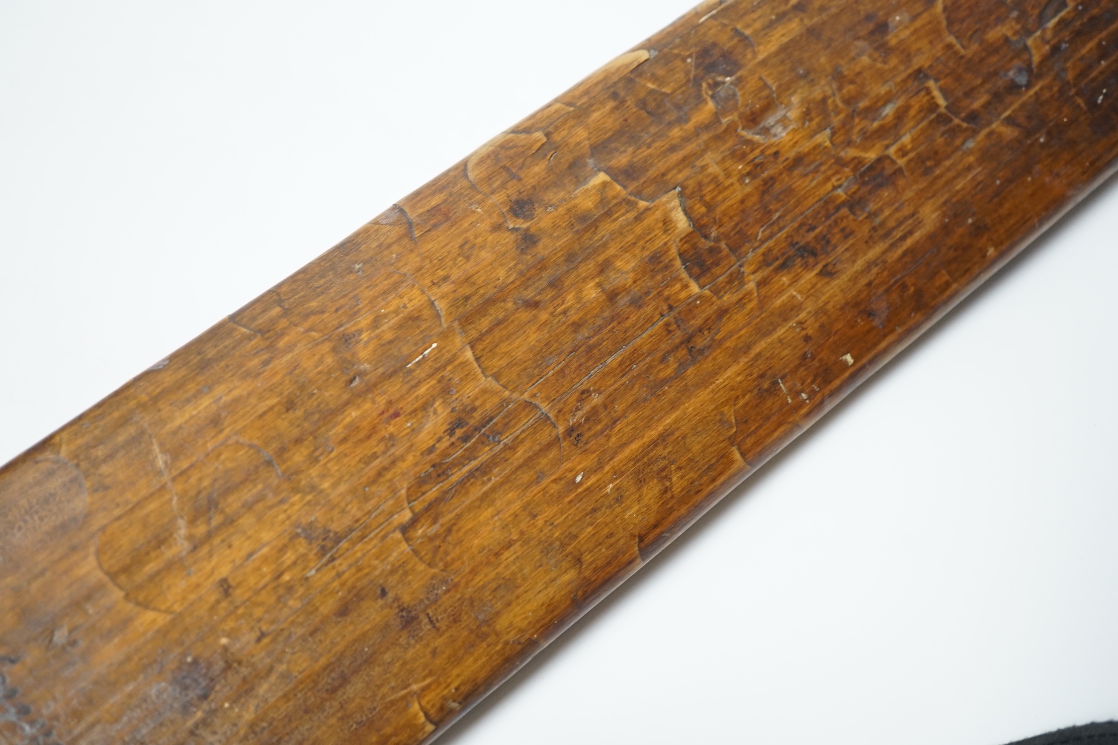 A Jack Hobbs related cricket bat and related hand written letter; the letter mentions the donation of the cricket bat to the Rev. E. H. Smith (photograph of Smith and his family also included), the letter is handwritten